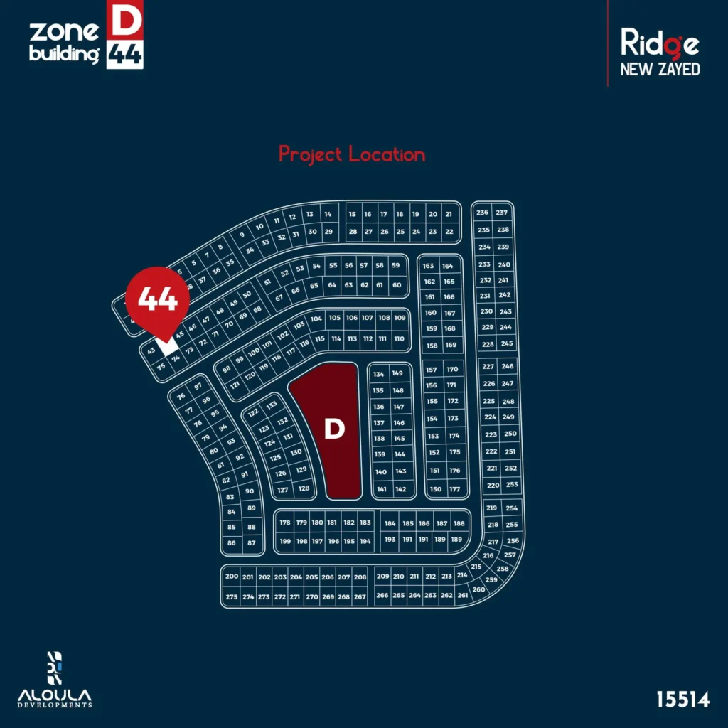 وحدة سكنية في بلوك D44 بمشروع ريدج نيو زايد